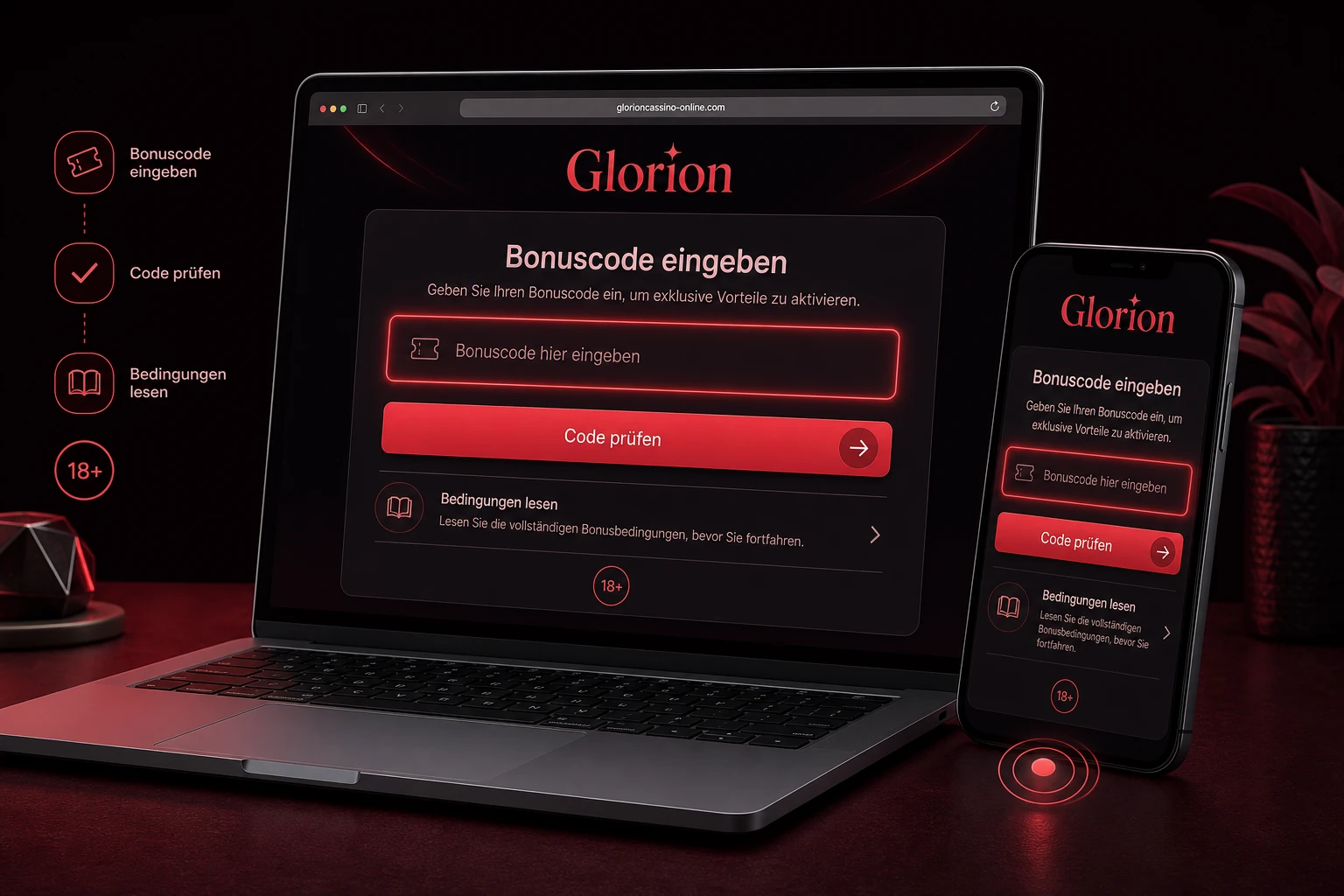 Glorion Casino Bonus Code richtig verwenden