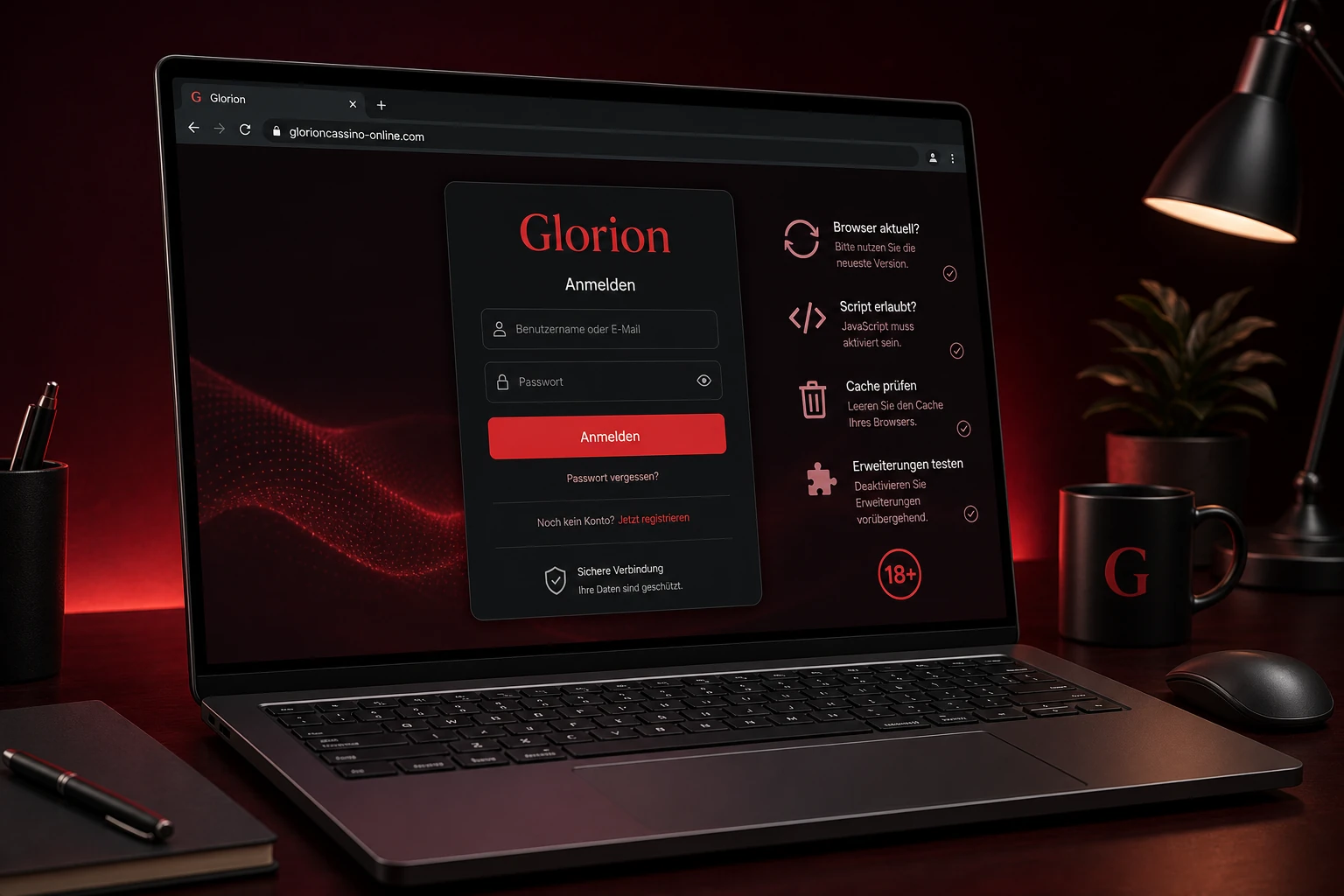 Glorion Casino Login am PC oder Notebook